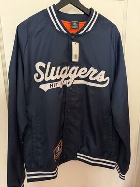 Sluggers Hit Bronx Bomber Jacket - Navy Blue Lightweight